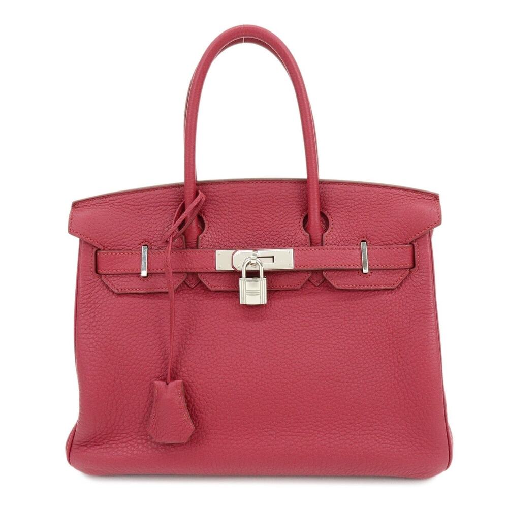 Hermes Clemence Leather Birkin 30 Handbag Red